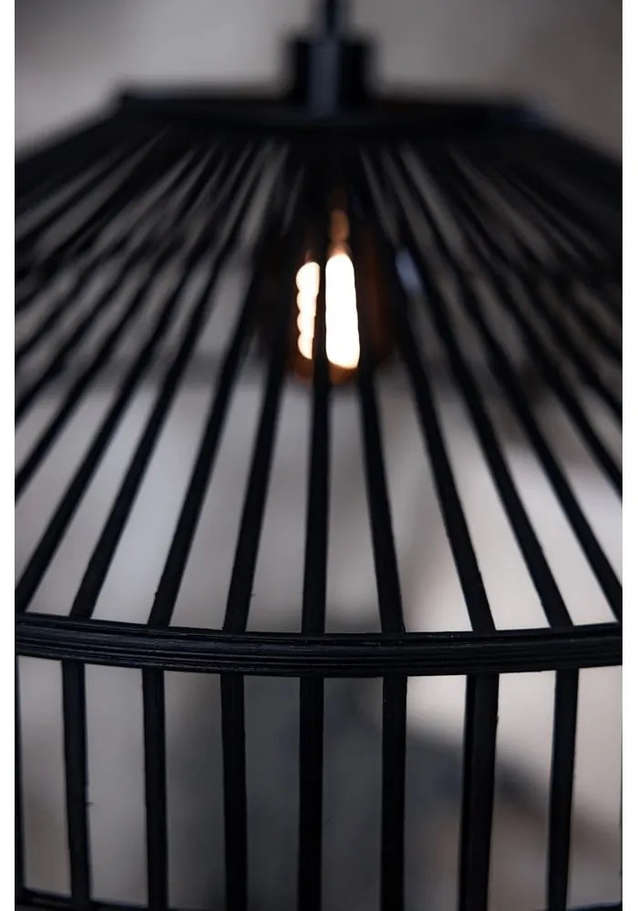 Čierne závesné svietidlo s bambusovým tienidlom ø 70 cm Tapa – Markslöjd