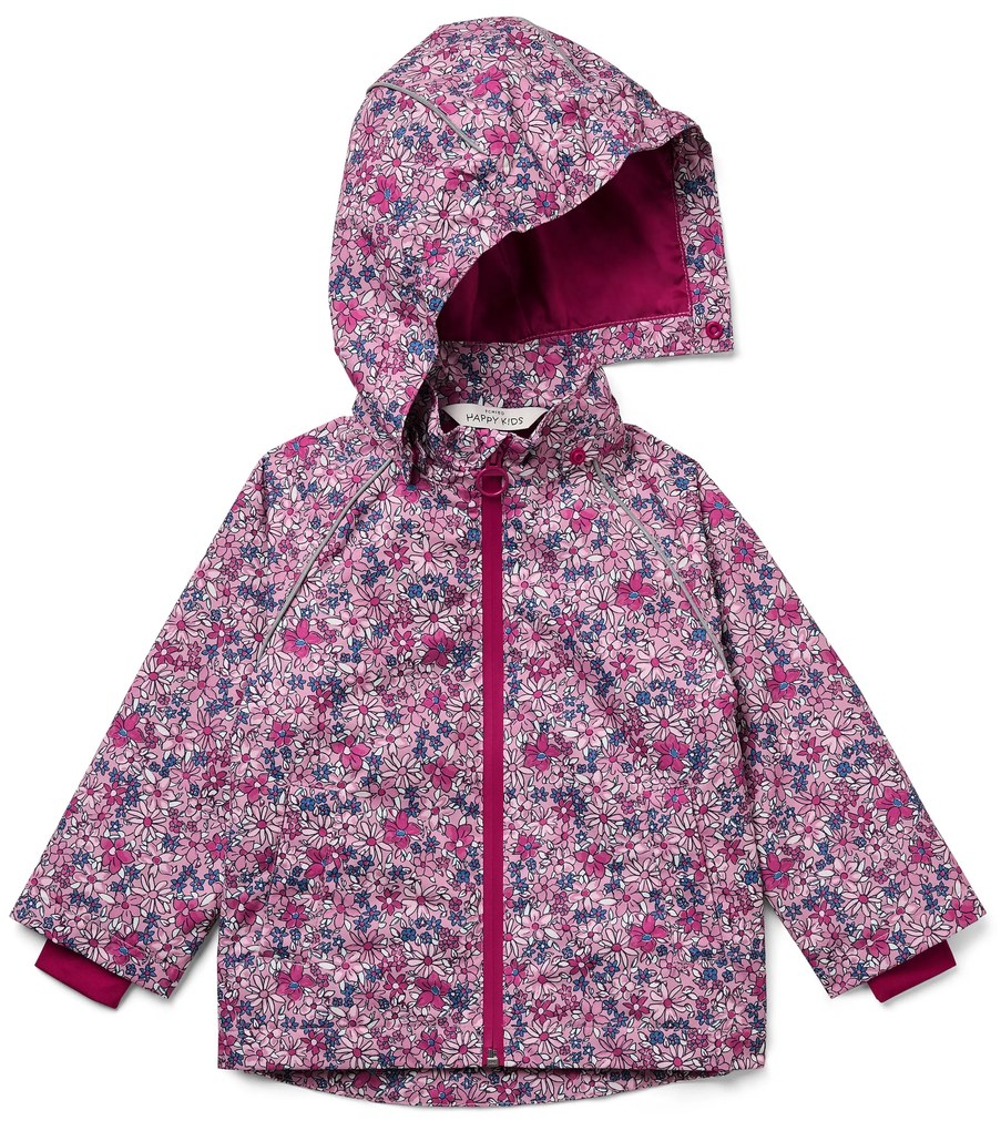 Detská termobunda do dažďa s flísovou podšívkou, kvietkovaná