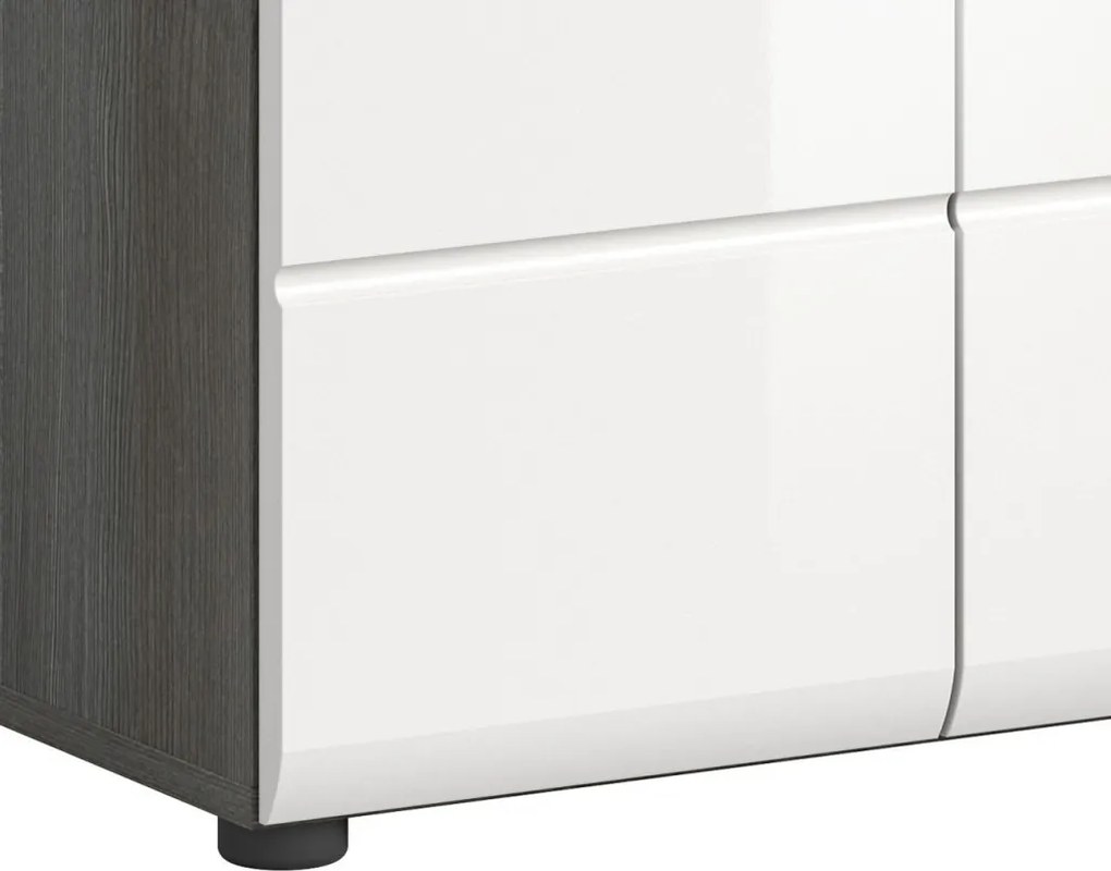 Skrinka Salsa, 60 cm, šedý dub/biela lesk
