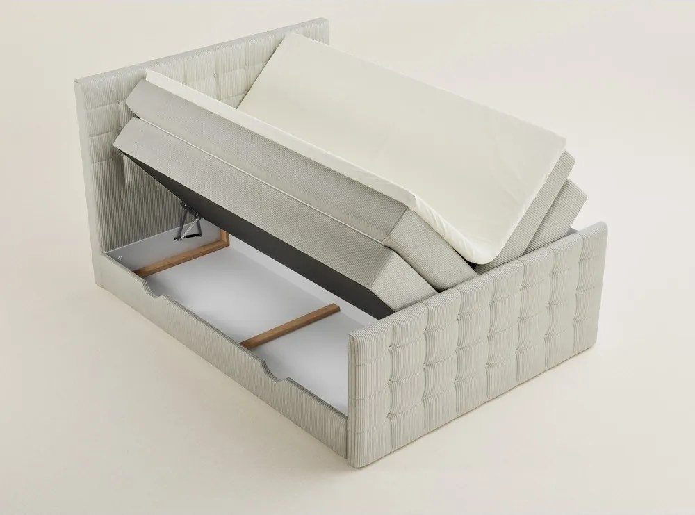 Krémová boxspring posteľ s úložným priestorom 160x200 cm Tasca – Maison de Rêve
