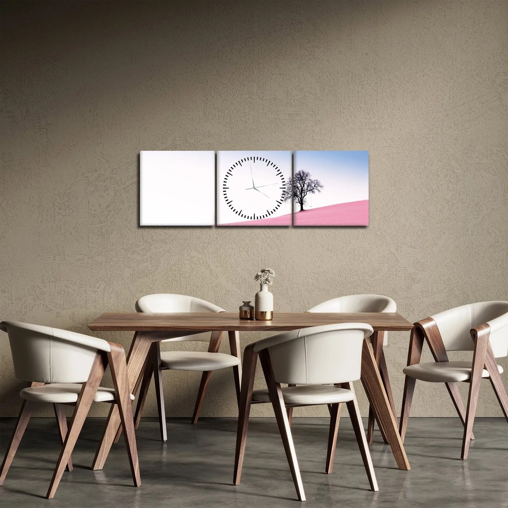 Obraz - Ružový sen (s hodinami) (90x30 cm)