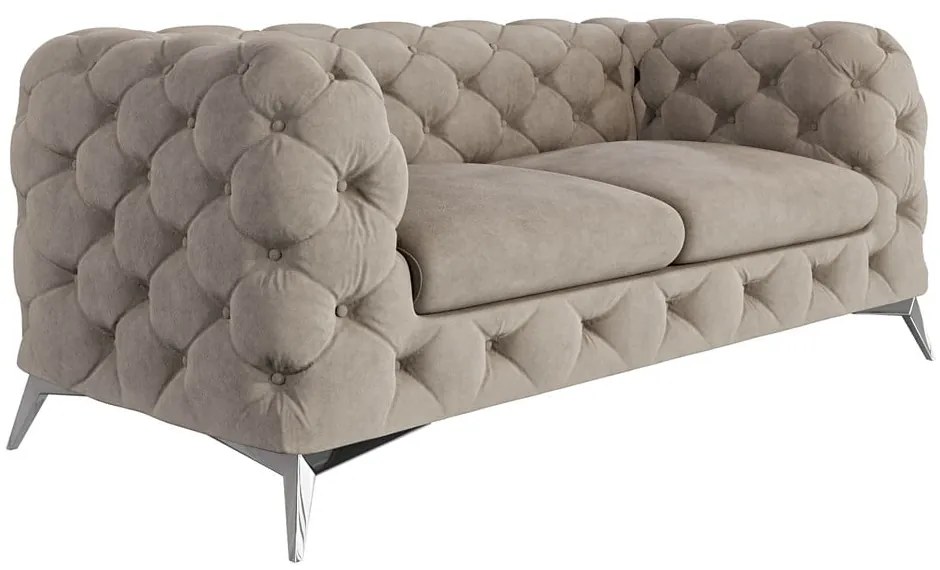 Sivobéžová zamatová pohovka 185 cm Chelsea – Ropez