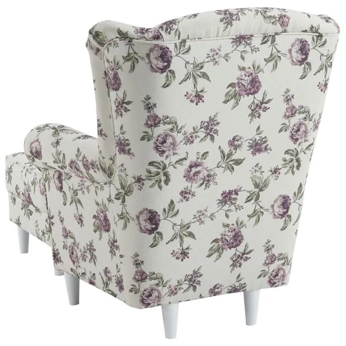 Kondela Kreslo, ušiak s taburetom, rose 18 látka, ASTRID