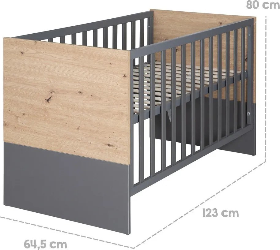 Postieľka v sivej a prírodnej farbe 60x120 cm Anna – Roba