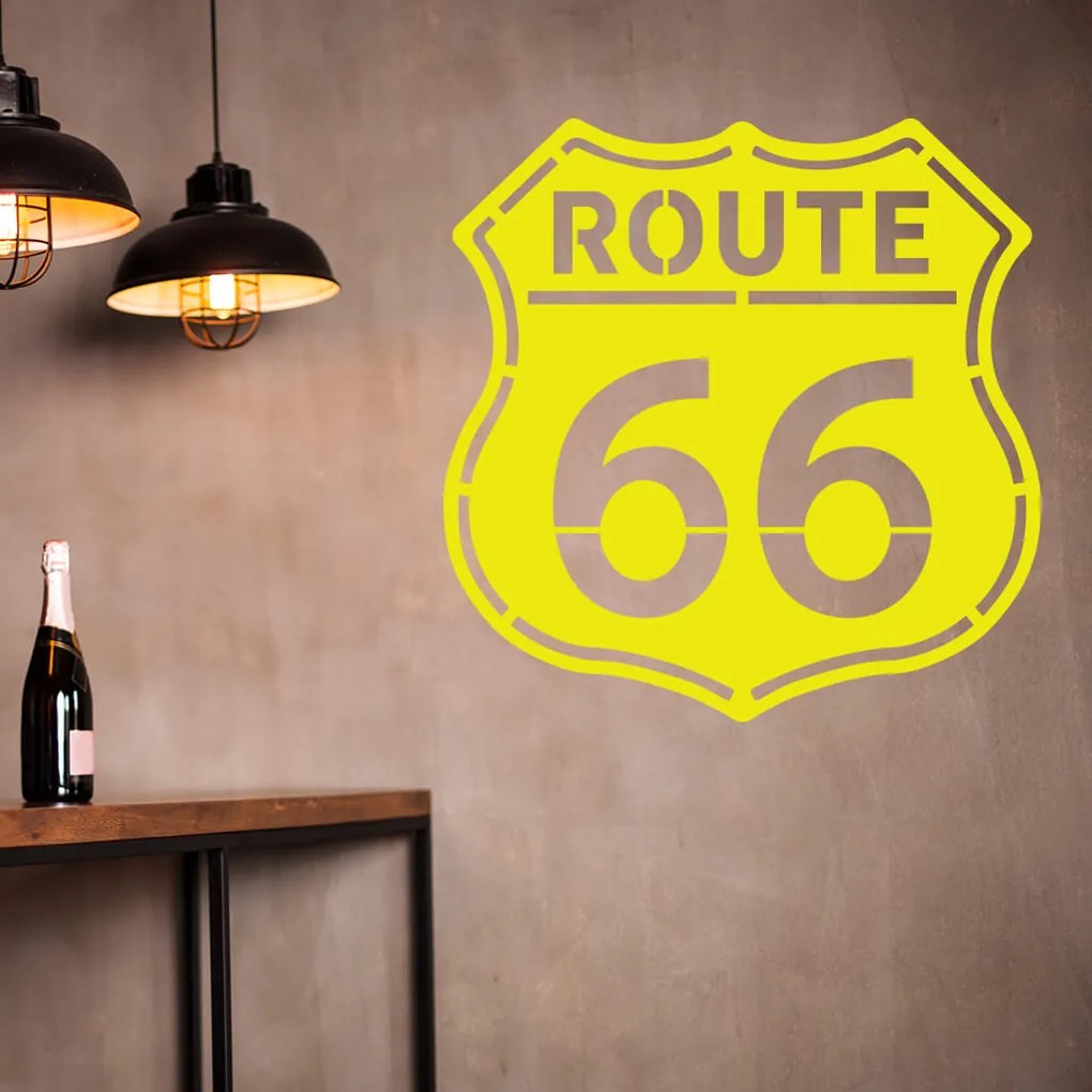 Veselá Stena Samolepka Route 66 Farba: černá, Veľkosť: 80 x 80 cm