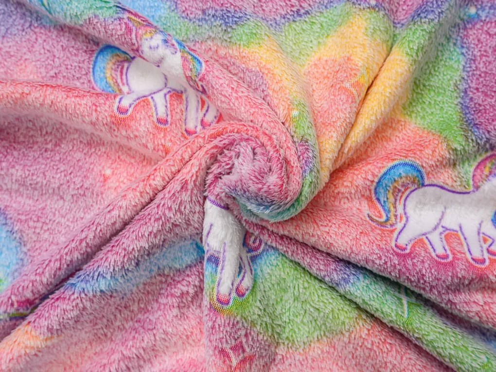 Svietiaca deka mikroflanel UNICORN 150x200 cm ružová