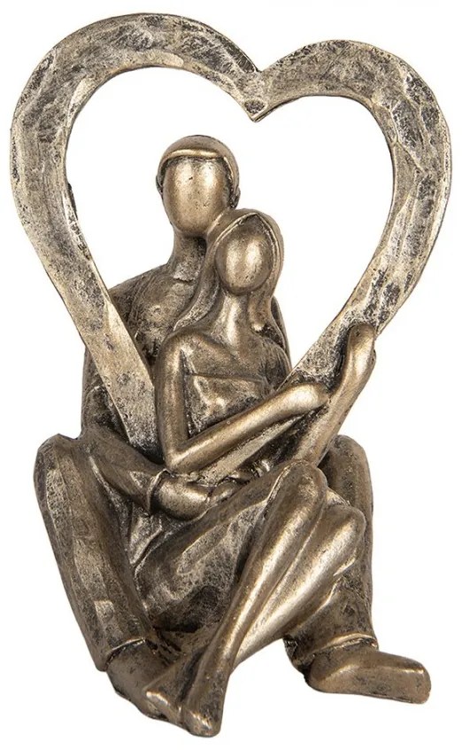 Bronzová antik dekorácia zamilovaný pár držiaci srdce - 11*10*15 cm