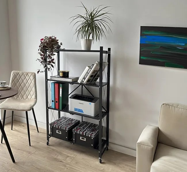 Pojazdný regál GESTEL 4 police čierny