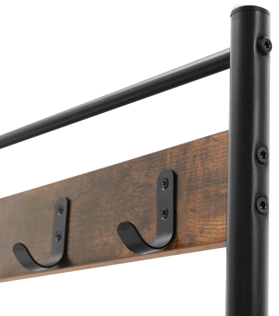 Kovová predsieňová stena TAYLOR 72x175 cm, čierna/rustikálne hnedá