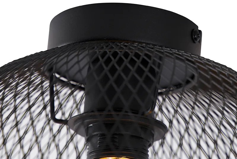 Moderné stropné svietidlo čierne 30 cm - Mesh Ball