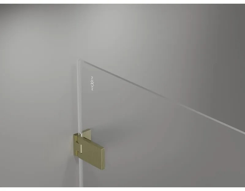 Mexen Lunar-F, 1-krídlový sprchový kút so skladacími dverami, ľavý, 70 x 70 cm, 8mm číre sklo, zlatý matný profil, 836-070-070-55-00-L
