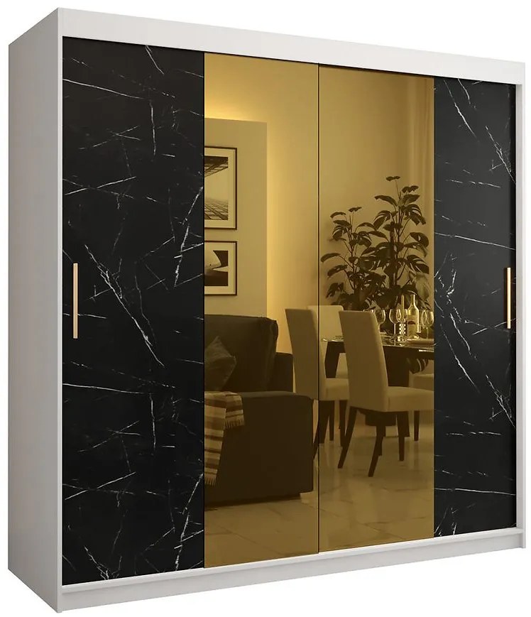 Skriňa Platinum T1 200 biely mramor/čierna