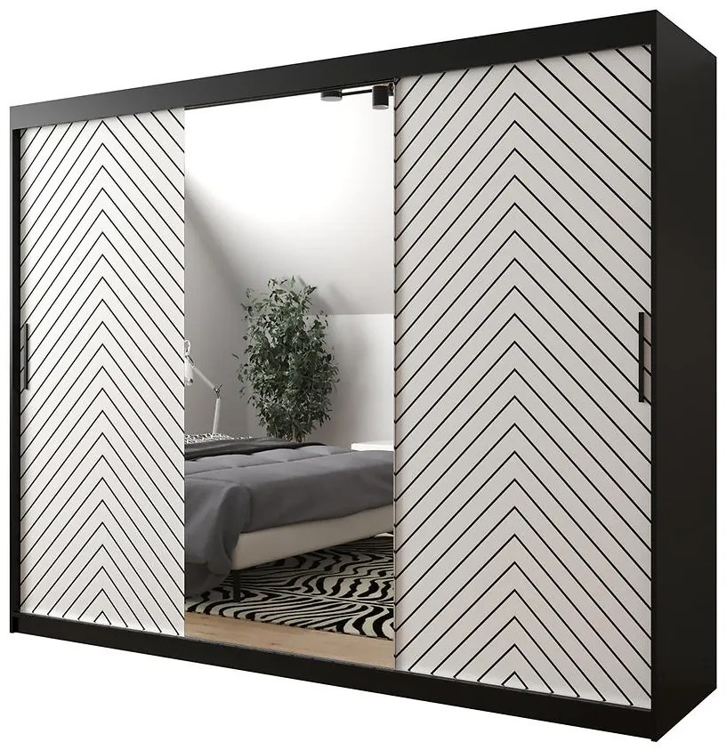 Skriňa Jodełka 2 250 čierna/biely/čierna