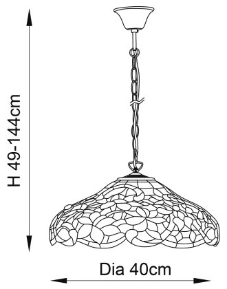 Endon 64325 - Luster na reťazi Tiffany SULLIVAN 1xE27/60W/230V priemer 40 cm