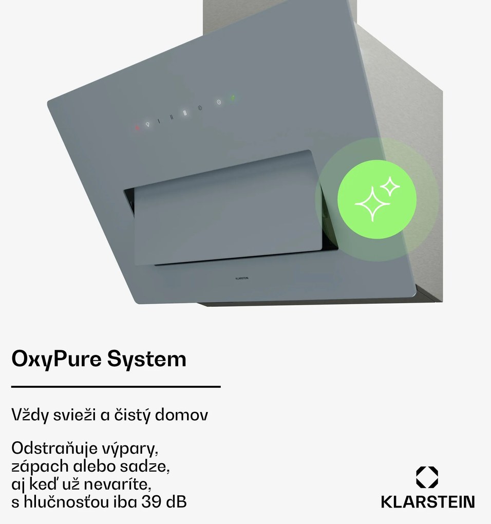 Klarstein SleekAir digestor, A+++, 717 m³/h, dotykové ovládanie, LED, 60 cm