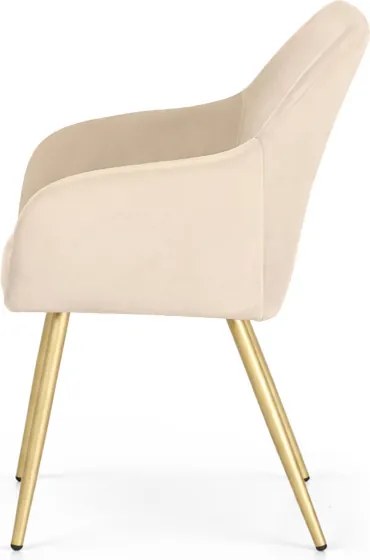 Sada štyroch jedálenských stoličiek ESTELLE zamatové, béžové / zlaté nohy (4 ks)