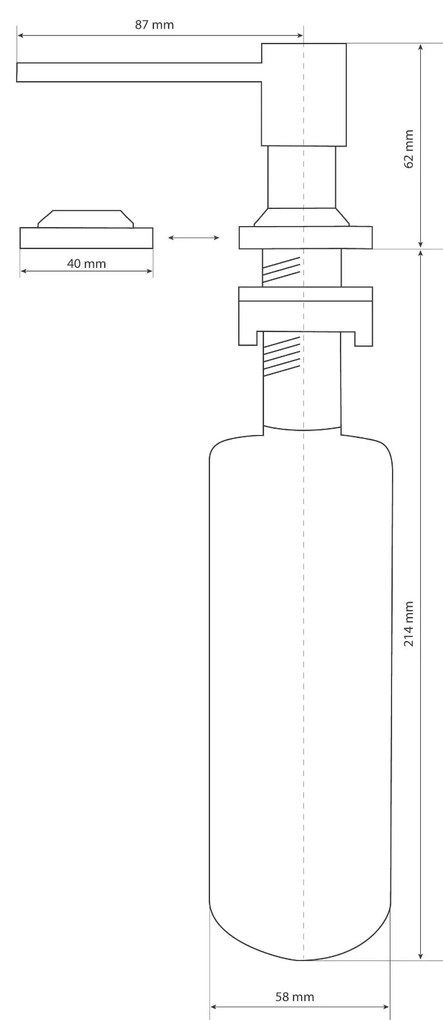 Gamma Quatro, dávkovač saponátu pre kuchynský drez 300ml, chrómová, GMA-DOK-CH