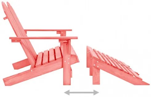 vidaXL 2-miestna záhradná stolička a taburetka Adirondack jedľový masív ružová-