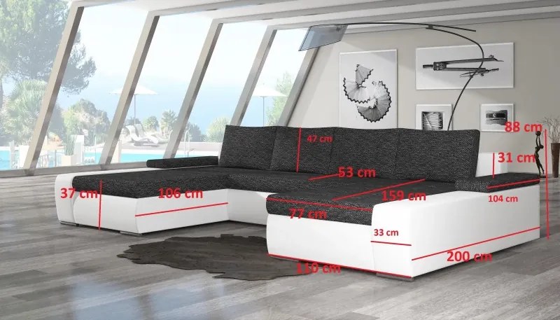 Sedacia súprava Marina, tm. sivá / biela (ma 01)