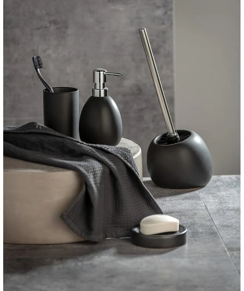 Čierna keramická toaletná kefa Wenko Polaris