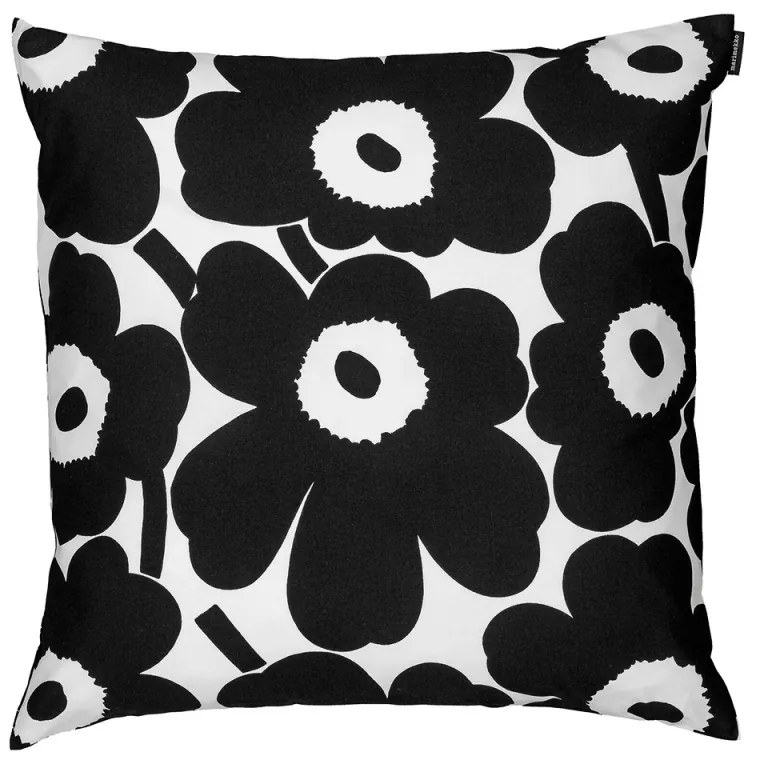 Obliečka na vankúš Pieni Unikko 50x50, čierno-biela