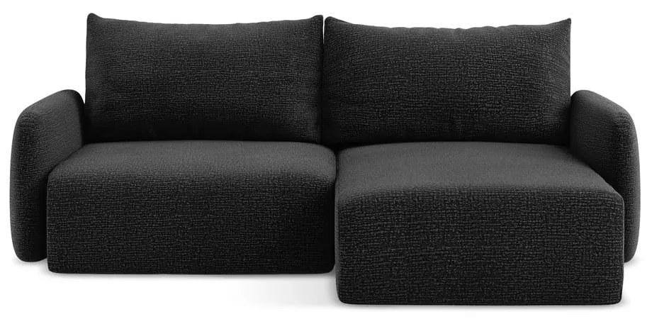 Čierna rozkladacia/s úložným priestorom rohová pohovka (pravý roh) Kalena – Makamii