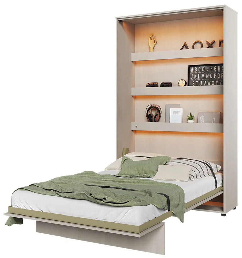 Sklápacia posteľ Concept Junior - vertikálna, Farby: Silk Flou, Osvetlenie: osvetlenie LED, Rozmer postele: 120x200