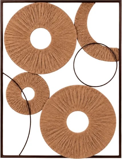 Sada 2 ks nástennej dekorácie CIRCLES kov 48x68 cm, hnedá / biela
