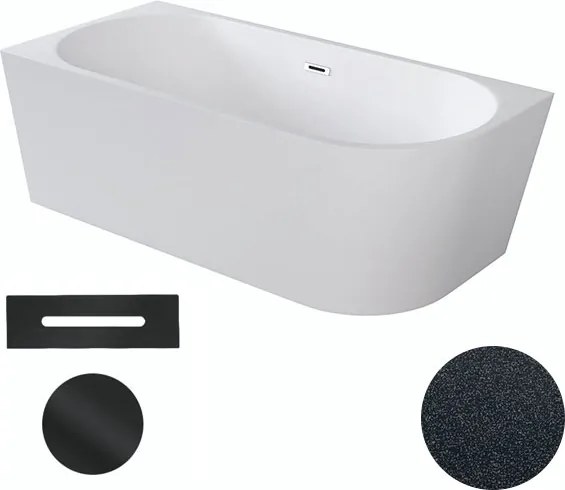 Besco Akrylátová voľne stojaca rohová vaňa Zoya Glam G 150x75 (170x80) biela/grafit BESCO-Typ výpuste: Click-Clack s prepadom, chróm, BESCO-Rozmery: …