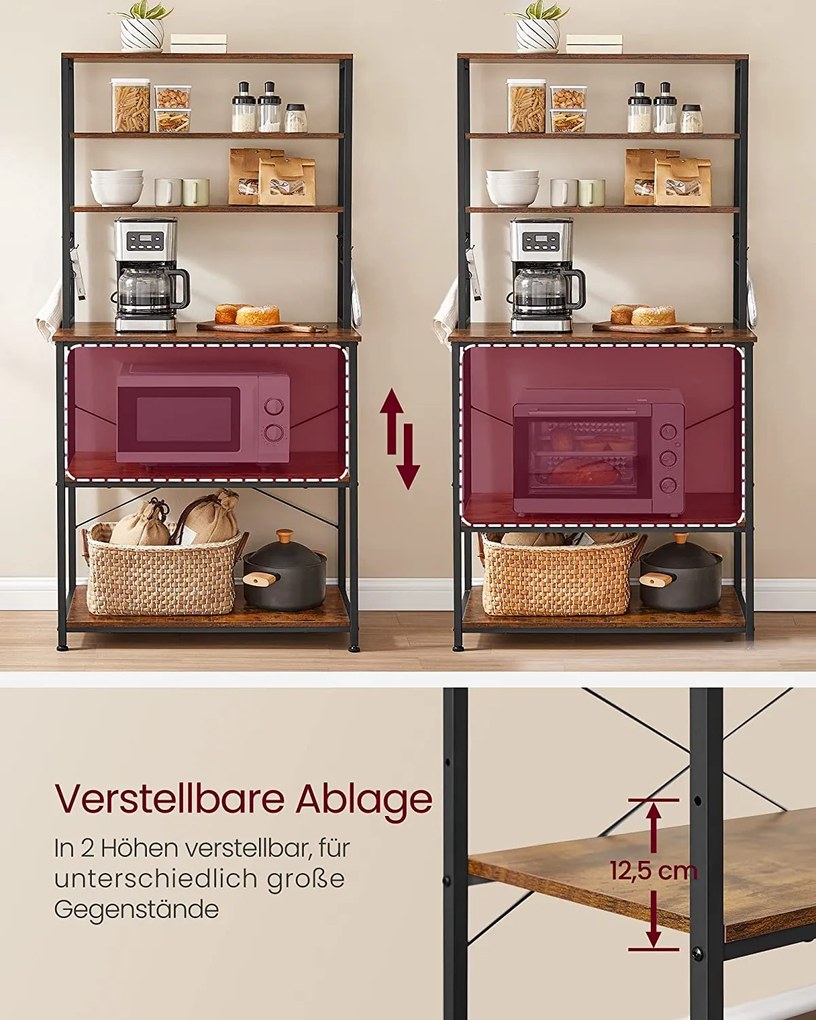 SONGMICS Kuchynská polička so 6 háčikmi VASAGLE KKS019B01