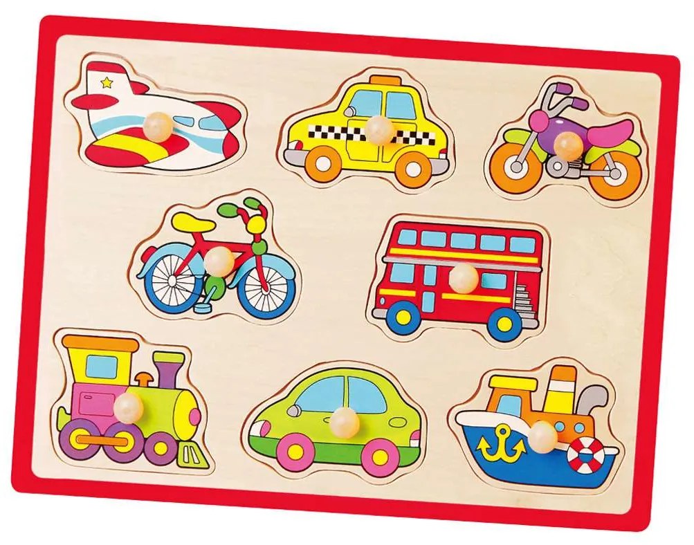 Detské drevené puzzle s úchytmi Viga Vozidlá
