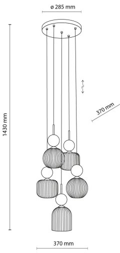 Závesný luster SOPHIA na lane 5xE14/10W/230V čierna/zelená/dymová béžová