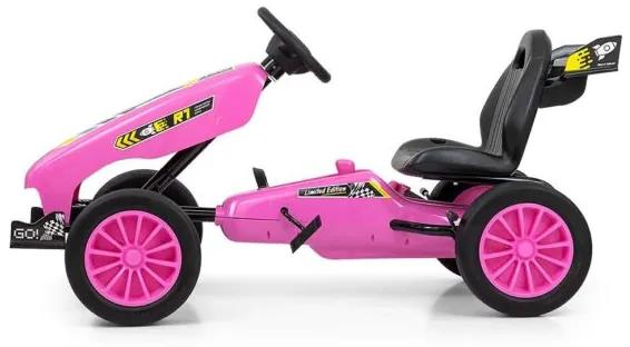 MILLY MALLY Detská šliapacia motokára Go-kart Milly Mally Rocket rúžová