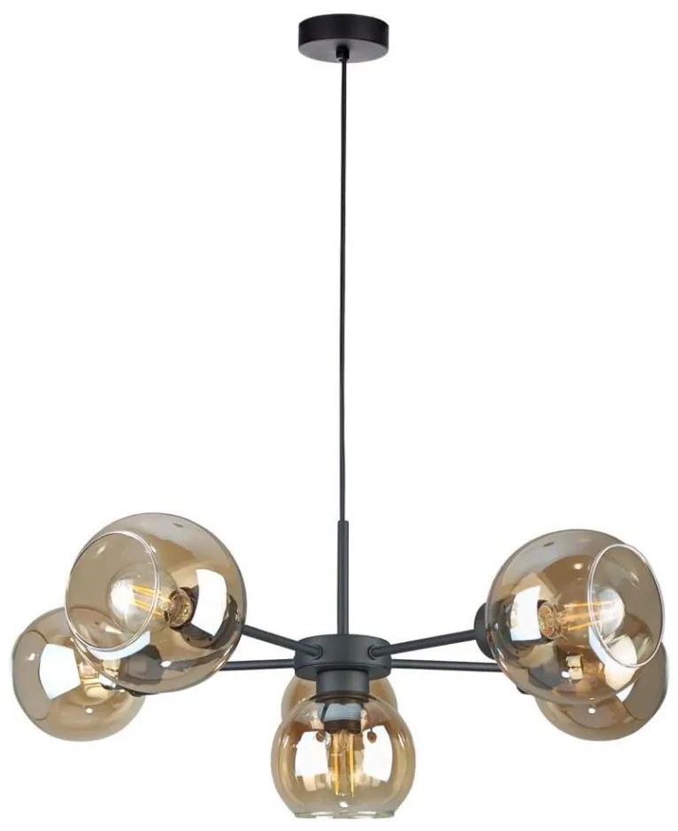 Luster na lanku KALIOPE 6xE27/60W/230V čierna/dymová béžová