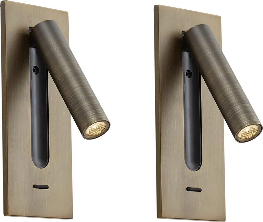 Sada 2 moderných nástenných svietidiel tmavý bronz vrátane LED - Plaza