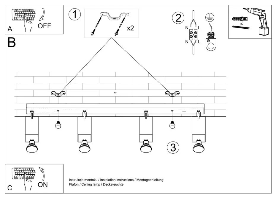 Biele stropné svietidlo Sollux Toscana