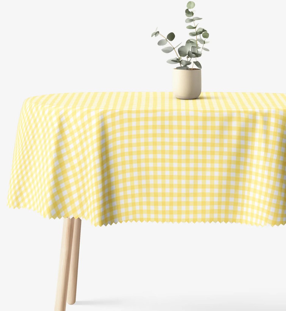 Goldea oválny teflónový obrus - žlté kocky 140 x 220 cm