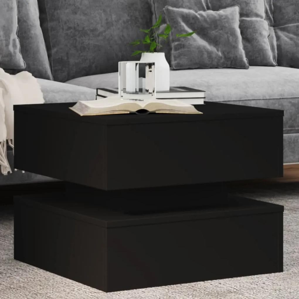 Konferenčný stolík s LED svetlami čierny 50x50x40 cm 839855