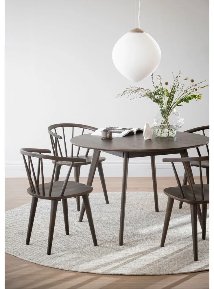 Tmavohnedý okrúhly jedálenský stôl v dekore duba ø 115 cm Yumi – Rowico