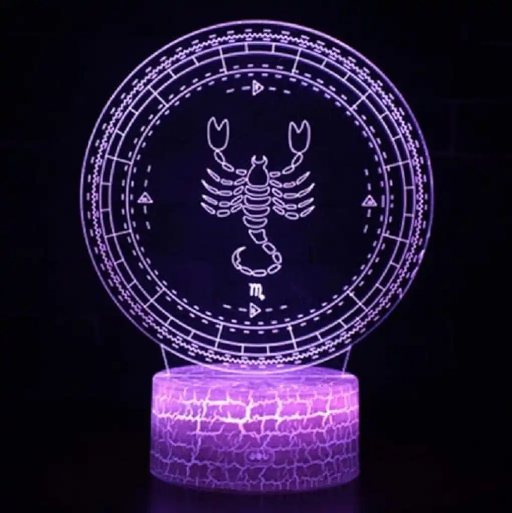 3Dmix 3DL-BSC081 – 3D LED nočná lampa - znamenie zverokruku Škorpión
