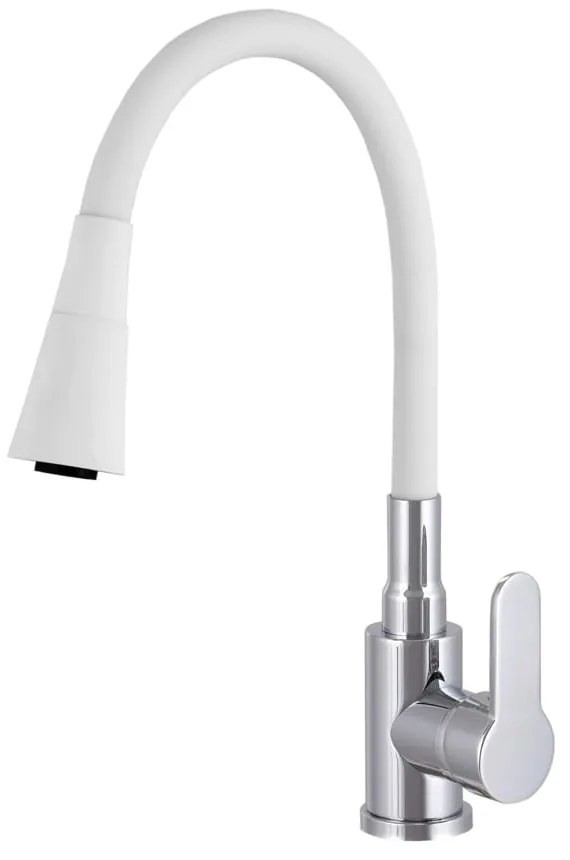 Gamma Flex 3000, stojanková drezová batéria s flexibilným ramenom, biela matná-chrómová, GMA-BFX-3000WH