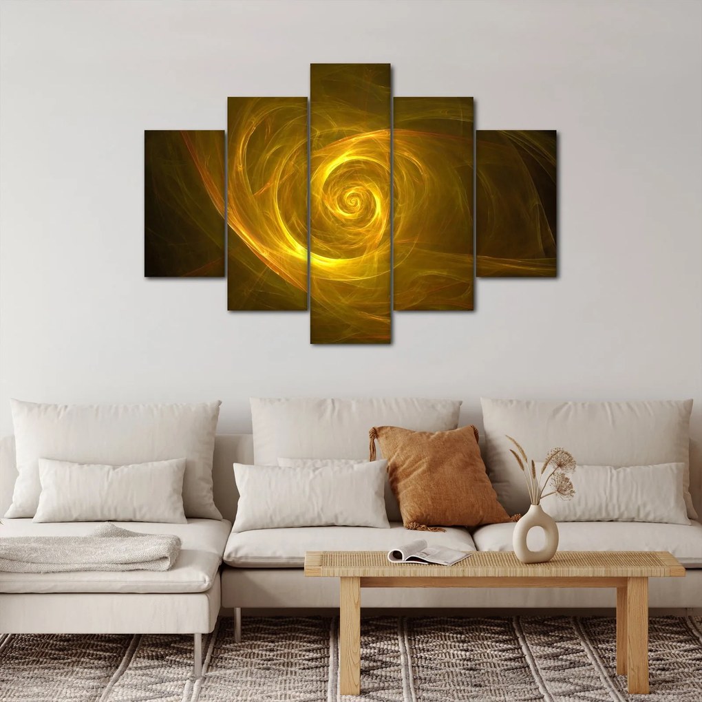 Obraz abstraktnej žltej špirály (150x105 cm)