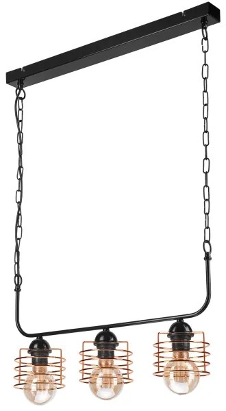 Luster na reťazi MORGAN 3xE27/60W/230V čierna/medená