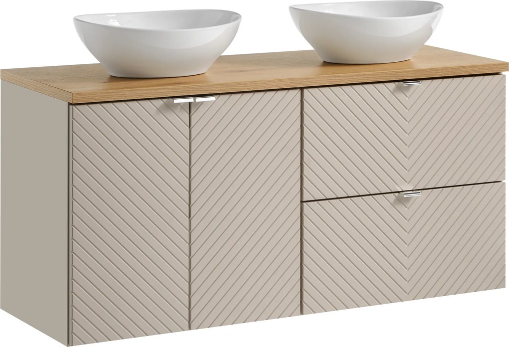 Comad Kúpeľňová skrinka s doskovými umývadlami set Viva Cashmere 120 kašmír/dub coast evoke