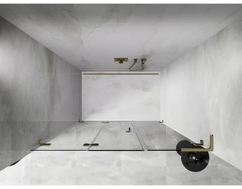 Mexen Lunar-F, L skladacie ľavé sprchové dvere 110 cm, číre sklo, zlatý profil, 836SL-110-050-50-00-L