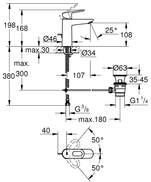 GROHE 23762000 - Umývadlová batéria BAULOOP DN 15 lesklý chróm