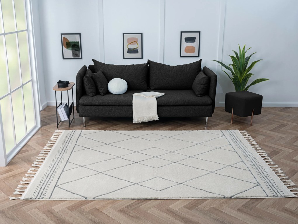 Kusový koberec Moroccan Desert weiß/grau, 140x200, čiernobiela, obývacia izba, My Flair