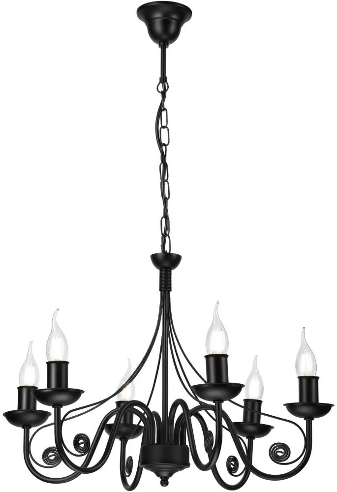 Luster na reťazi DONATO 6xE14/40W/230V čierna
