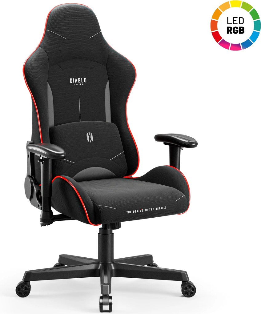 Čierne herné kreslo s LED RGB osvetlením: Diablo X-Starter