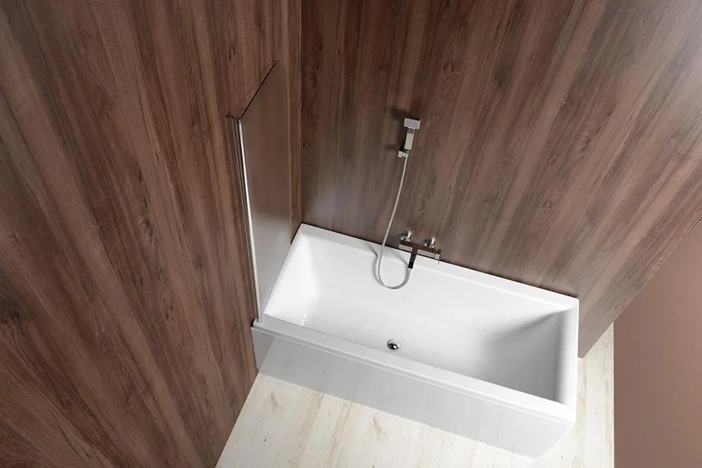 Aqualine Aqualine, VILMA vaňová zástena 600x1400 mm, chrom, ľavá, brick sklo, AQ6018L